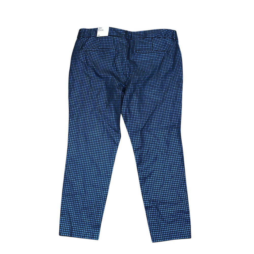 Old Navy NWT Pixie Ankle Pants 18 Cotton Blend Blue Metallic Print Stretch Y2K - Picture 4 of 11